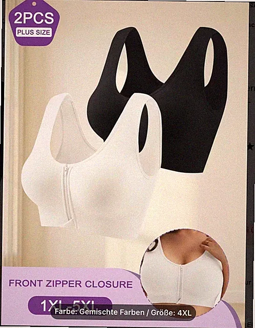 BH 2er Set schwarz/weiß 3-4xl, Reißverschluss vorne, neu
