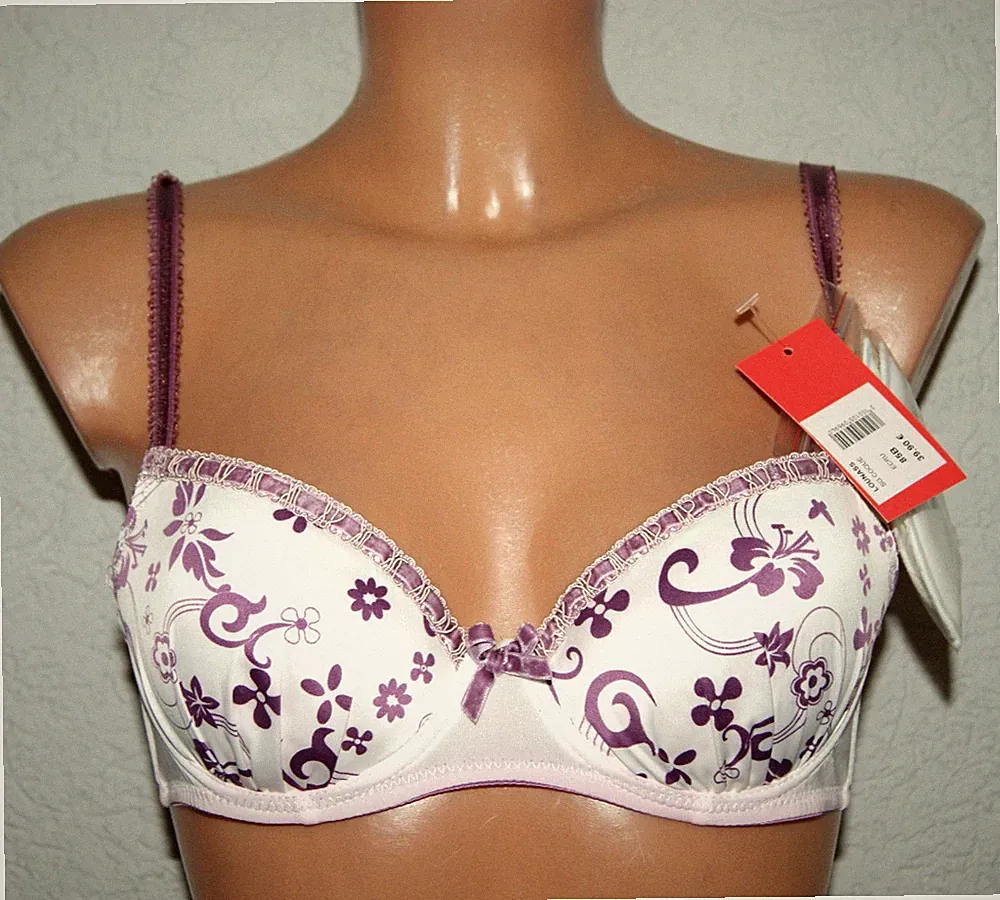 BH * Bra * BÜGEL - BH *Jus d`Orange ecru - lila geblümt incl. Pads Gr. 70 B