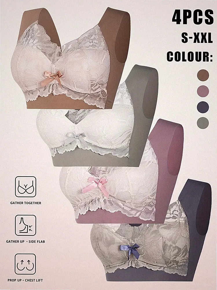 BH Bustier Bralette L XL XXL ohne Bügel Push up Schleife Spitze breite Träger