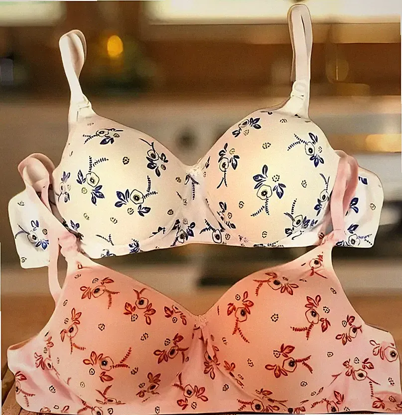 BH Damen 2er BHs Set Bustier Bra Gepolstert Unterwäsche Bügelloser Push-Up Bras