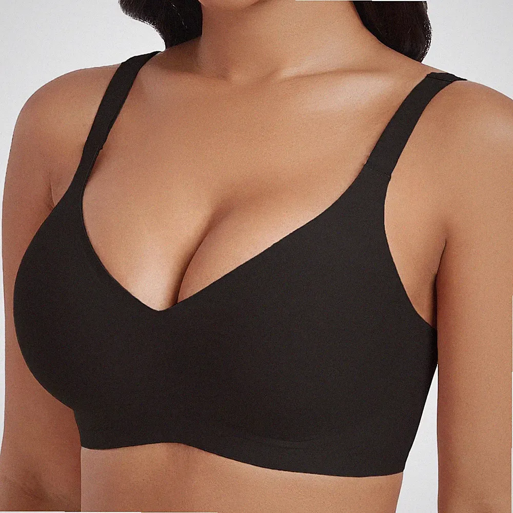 BH Damen Bequemer Große Brüste Bügelloser Seamless Bra Bequem BH Klassische S...