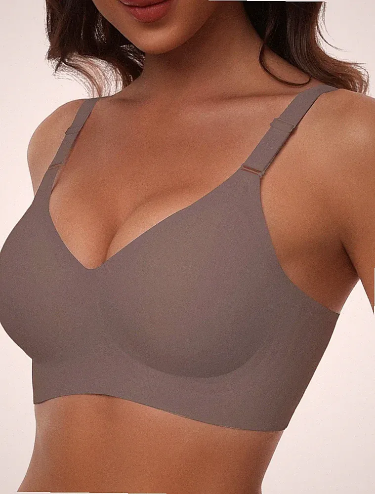 BH Nahtlos Ohne Bügel Damen Push-Up Vollabdeckung Dunkelbeige Gr. 2XL