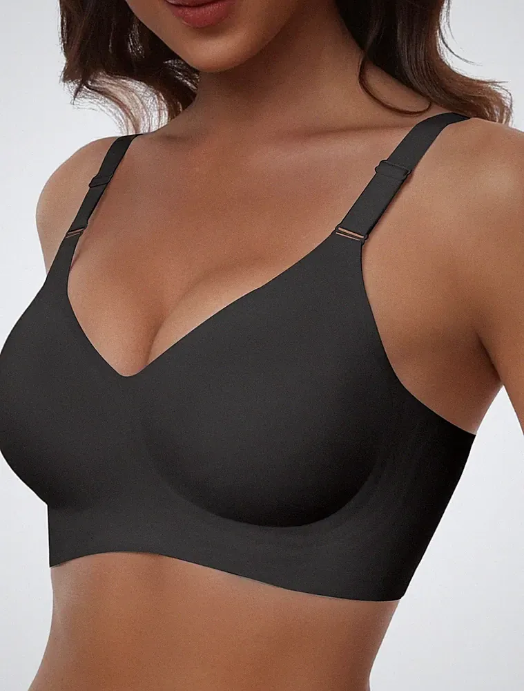 BH Nahtlos Ohne Bügel Damen Push-Up Vollabdeckung Komfort Schwarz Gr. 2XL