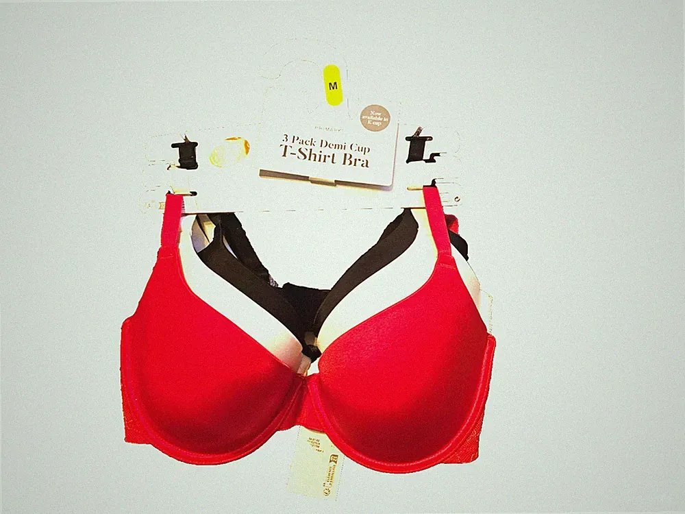 BH Push Up 3er Set mit Bügel T-Shirt Bra rot schwarz weiß neu mit Etikett 75 F