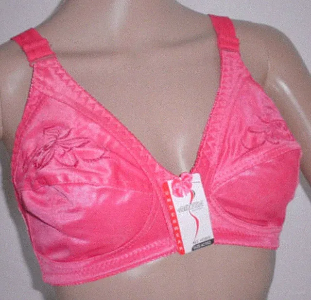 BH - Seidenglanz - bestickt- BIG SIZE - pink / hellrot - EU-Gr. 80 D