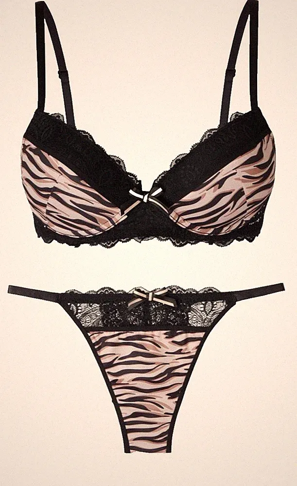 BH Set Animal-Print BH & String GR. 75A / XS NEU mit Etikett