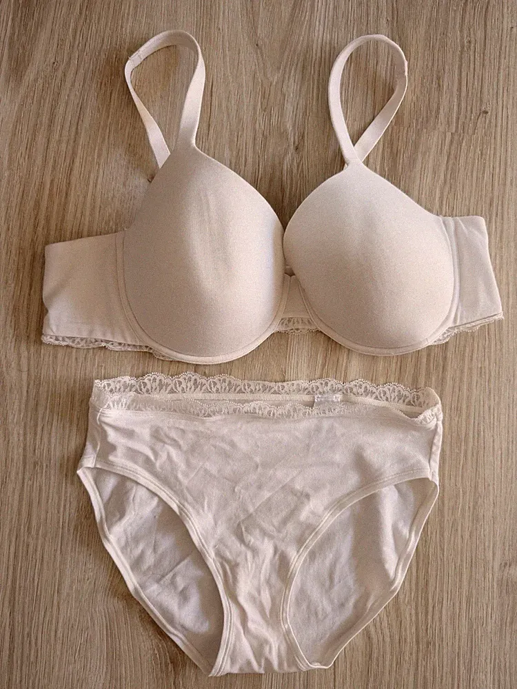 BH Set Damen Schiesser 95B 42 Slip Push-up Off White