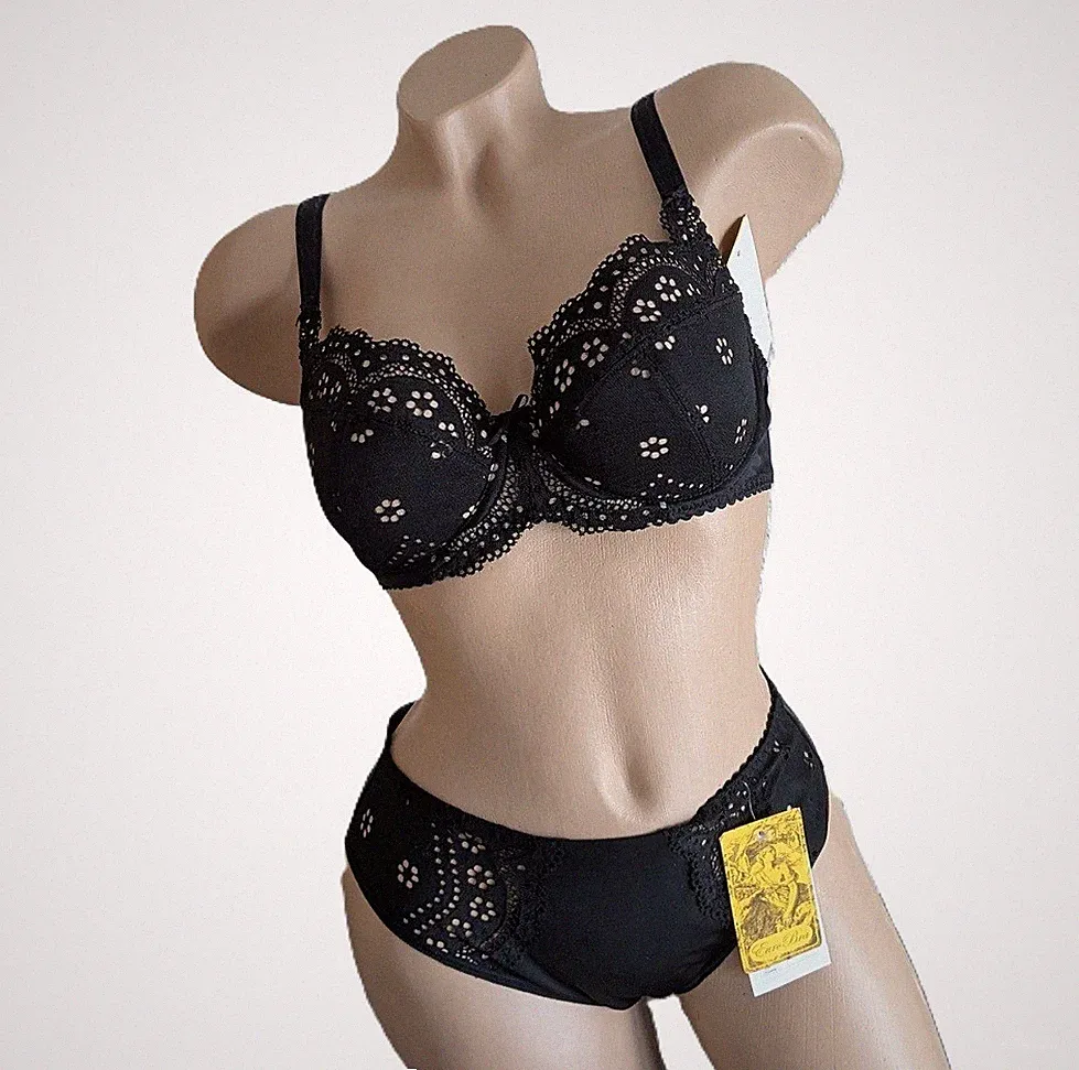 BH-Set schwarz Bügel BH 80B gepolstert mit String 40 Damen Dessous