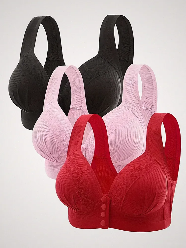 BH XL Dessous sexy vorne schließen Still-BH ROSA 4 Knöpfe 80D 85C ohne Bügel