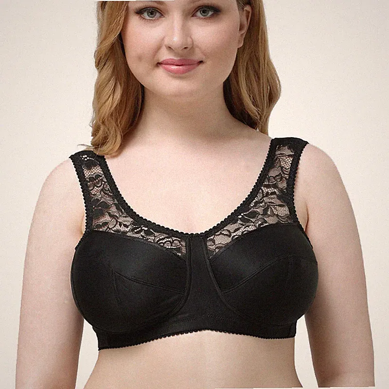 BIG SIZE 34-56 ABCDEFGH Damen Soft Cup BH ohne Bügel ungefüttert vollflächig Spitze