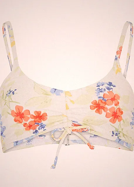 Bikini Oberteil aus recyceltem Polyamid Gr. 36 Wollweiß Bunt Bade-BH Neu