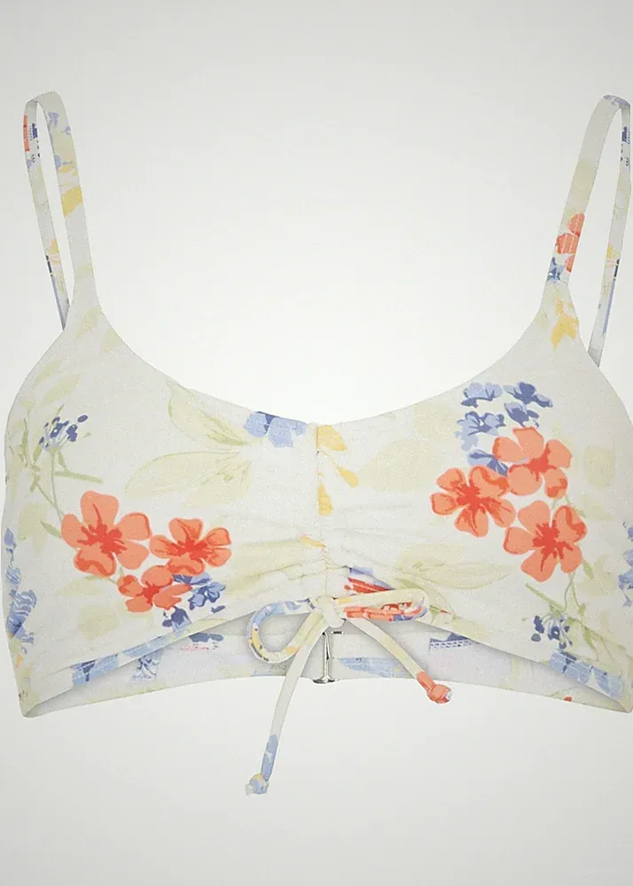 Bikini Oberteil aus recyceltem Polyamid Gr. 46 Wollweiß Bunt Bade-BH Neu