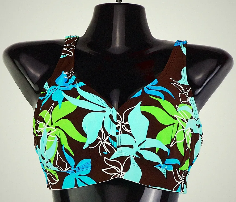 Bikini Oberteil Gr. 38 (75) D Türkis/Braun Bikinioberteil Schwimm-Bade-BH Neu