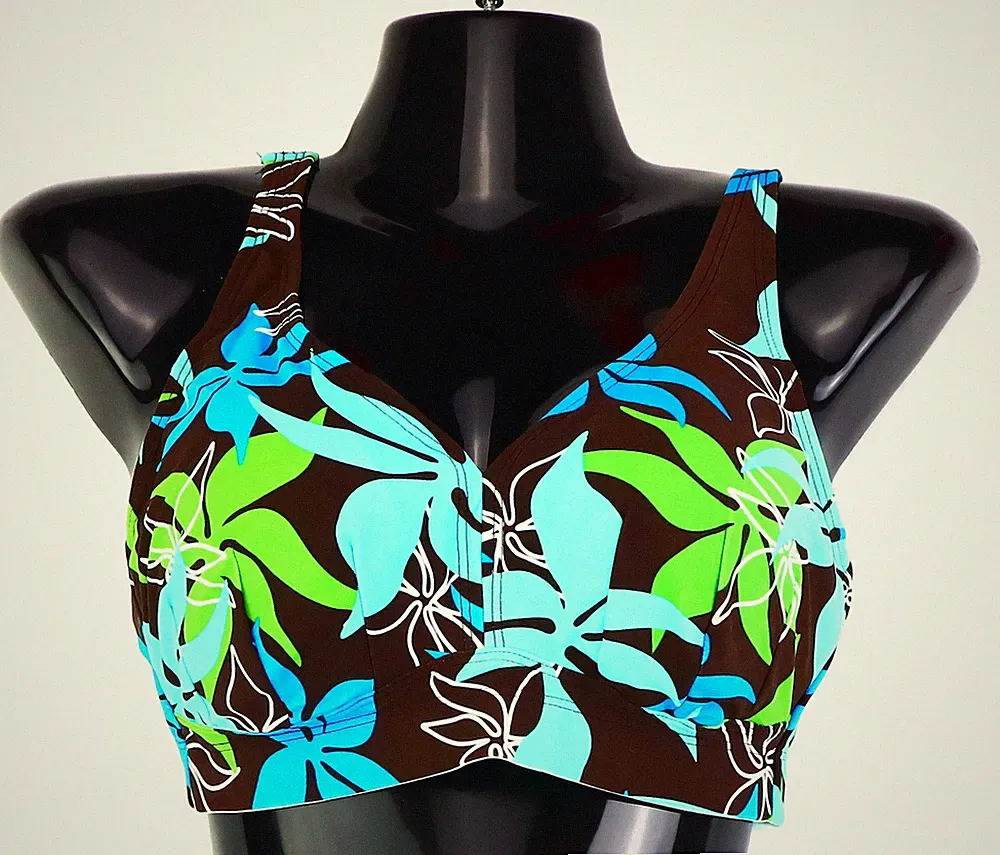 Bikini Oberteil Gr. 38 (75) D Türkis/Braun Damen Bademode Schwimm-Bade-BH Neu*
