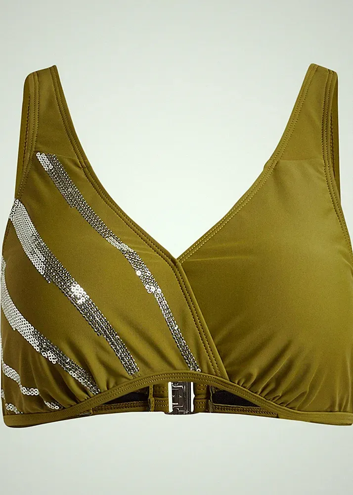 Bikini Oberteil Gr. (80) B Grün Silber Bikinioberteil Bade-BH Neu*