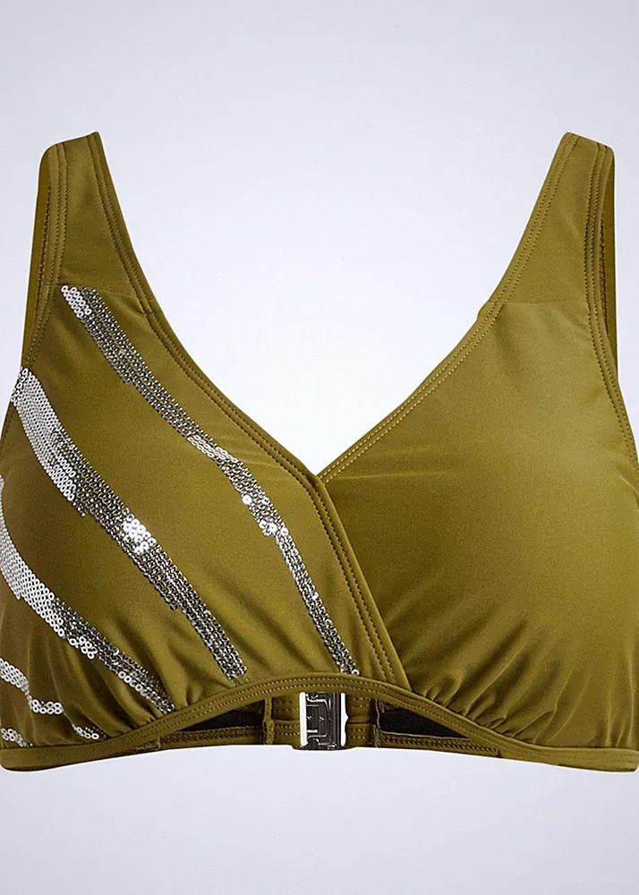 Bikini Oberteil Gr. (85) B Grün Silber Bikinioberteil Bade-BH Neu*
