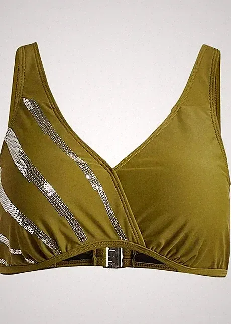 Bikini Oberteil Gr. (85) E Oliv Silber Damen-Bademode Schwimm-Bade-BH Neu*