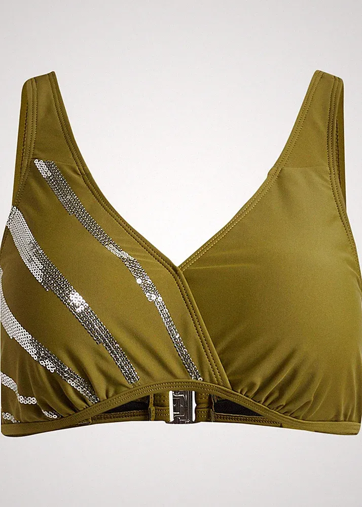 Bikini Oberteil Gr. (90) B Grün Silber Bikinioberteil Bade-BH Neu*