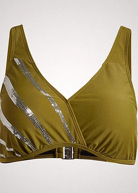 Bikini Oberteil Gr. (90) B Grün Silber Damen-Bademode Schwimm-Bade-BH Neu
