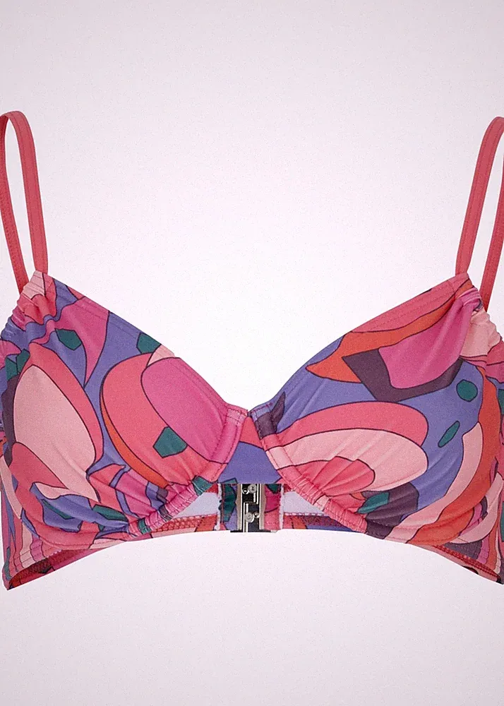 Bikini Oberteil recyceltem Polyamid Gr. 75 Cup D Lila Pink Schwimm-Bade-BH Neu