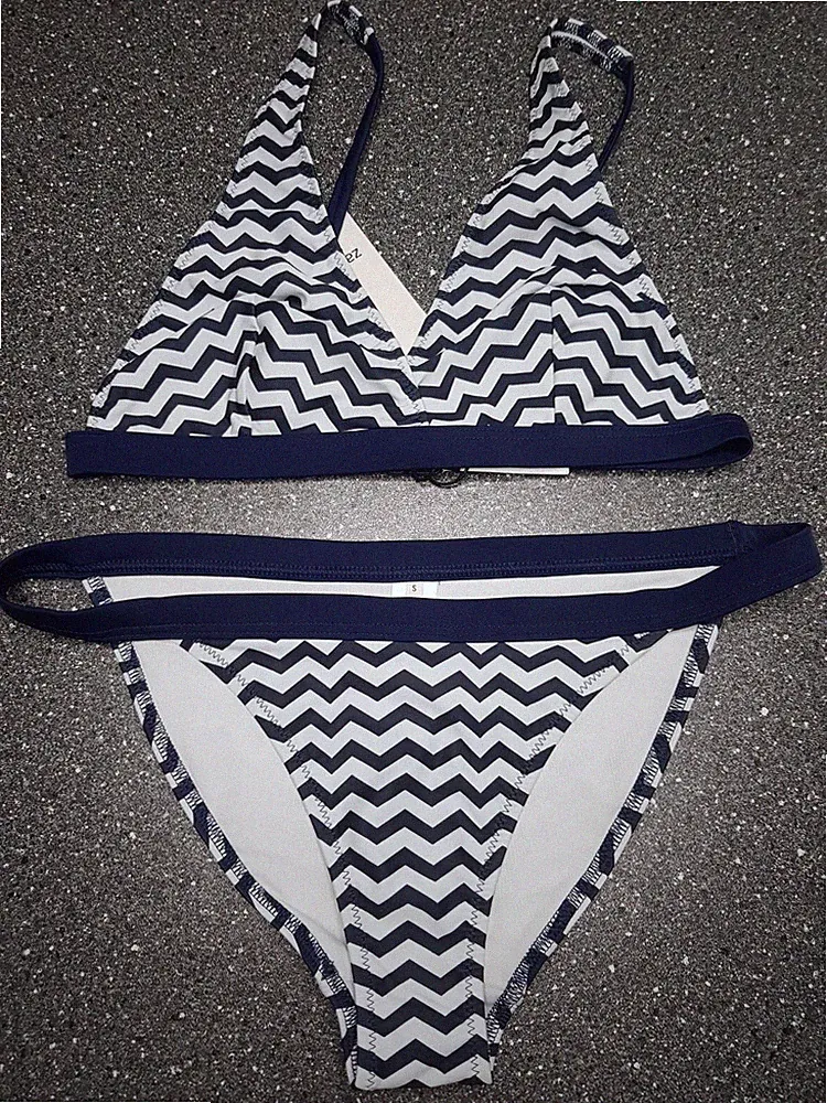 Bikini SET Ungepolstert Triangel Bh ohne Bügel und Slip Neu Gr: S-L