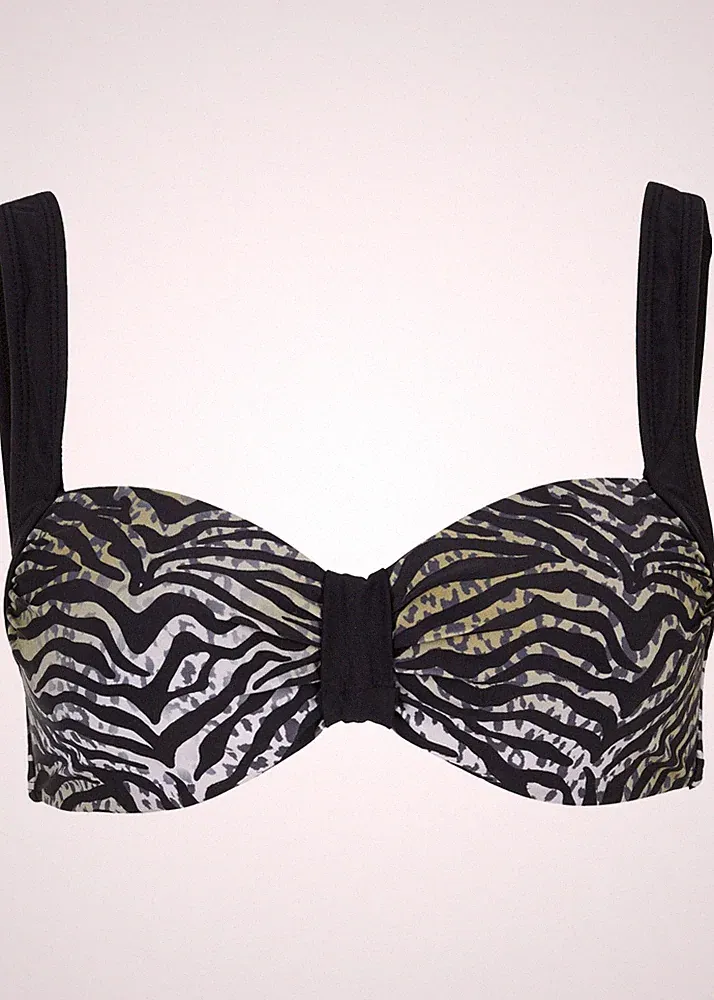 Bikinioberteil Gr. 36 Cup 75 C Schwarz Oliv Damen Bademode Schwimm-Bade-BH Neu