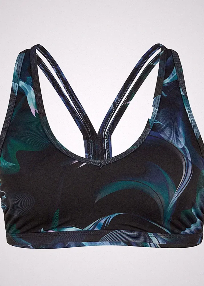 Bikinioberteil Gr. 40 Türkis Bedruckt Damen Bademode Schwimm-Bade-BH Neu