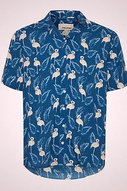 Blend Gewebt Kurzärmelig Hemd für Herren (20717503 BB) Marineblau Peony, 2XL-6XL