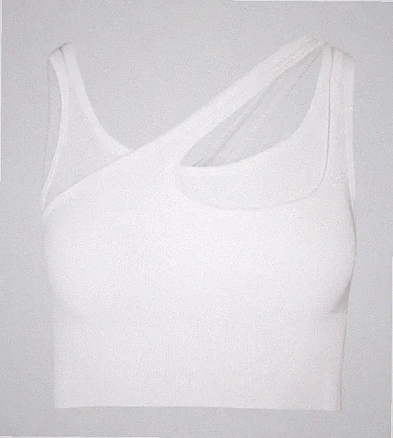 Bo + Tee Seamless Soft Rib Asymmetric Sport BH - Damen XS Größe 4-6 Brandneu