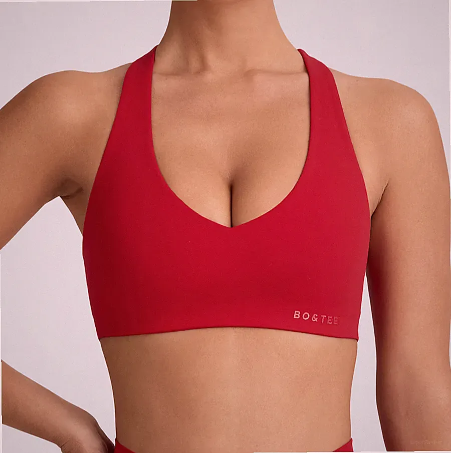 Bo + Tee Sport-BH Soft Active V-Ausschnitt in Hot Red - Damengröße XS neu mit...