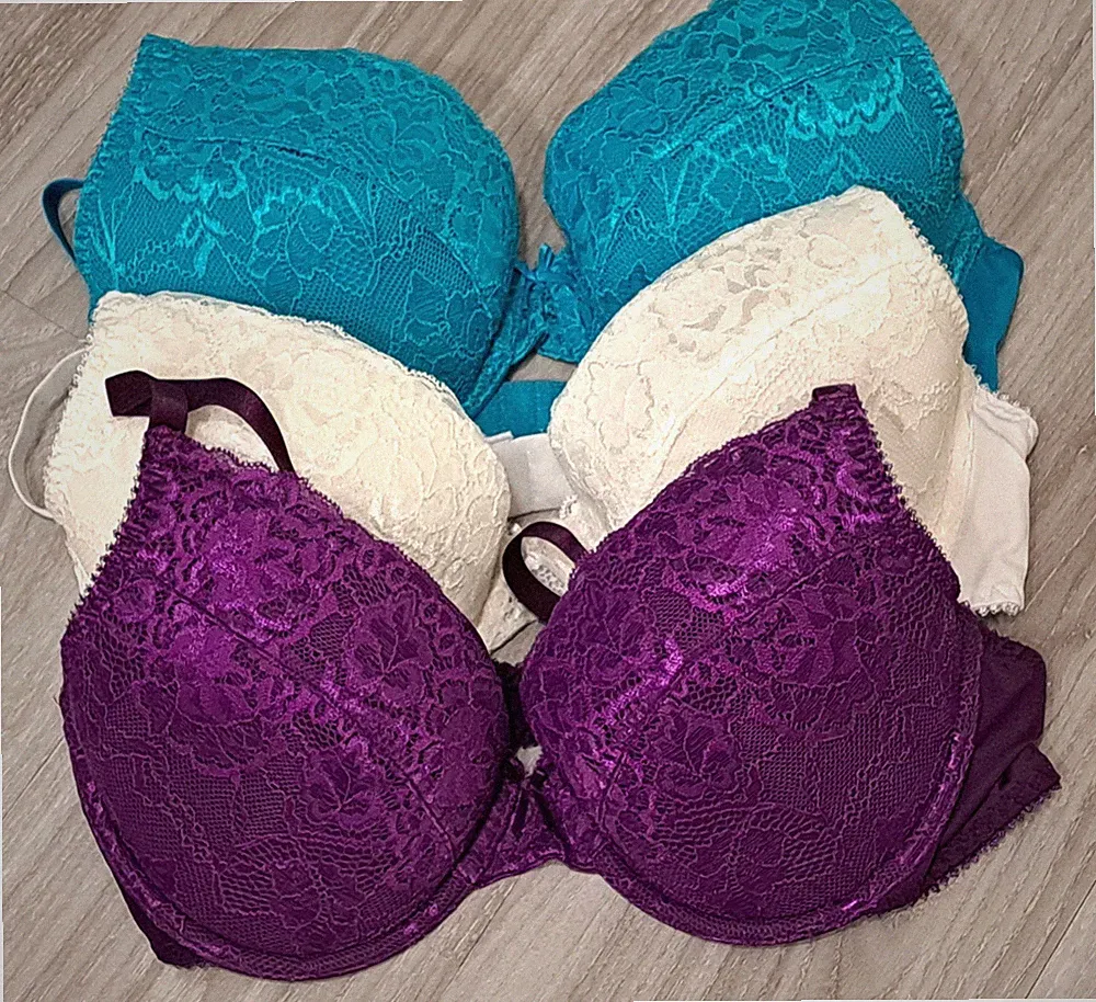 Bodyflirt Push Up BH mit Bügel und Spitze lila türkis weiß 85 B 950404