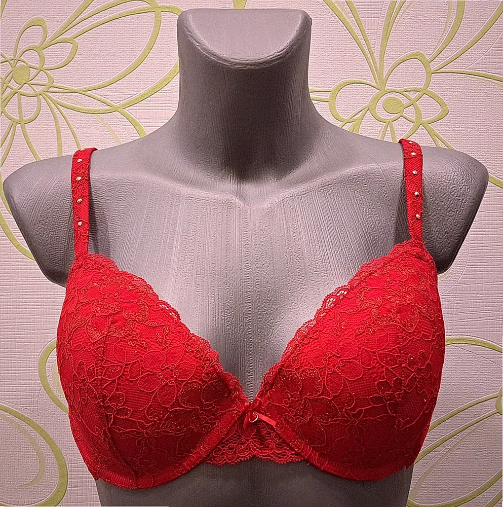 Bodyflirt Schalen BH mit Bügel und Spitze rot gold 80 C 939963
