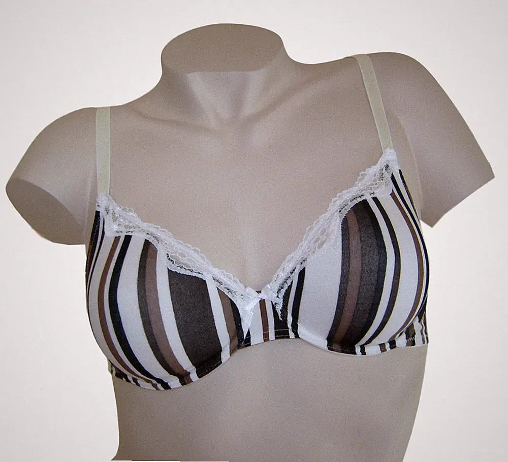 bonprix Bügel BH Büstenhalter GR 70 Cup B braun weiß gestreift Baumwolle Neu