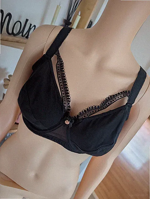 Bonprix Bügel BH schwarz transparent mit Spitze & raffiniertem Detail 🖤 Gr.100D