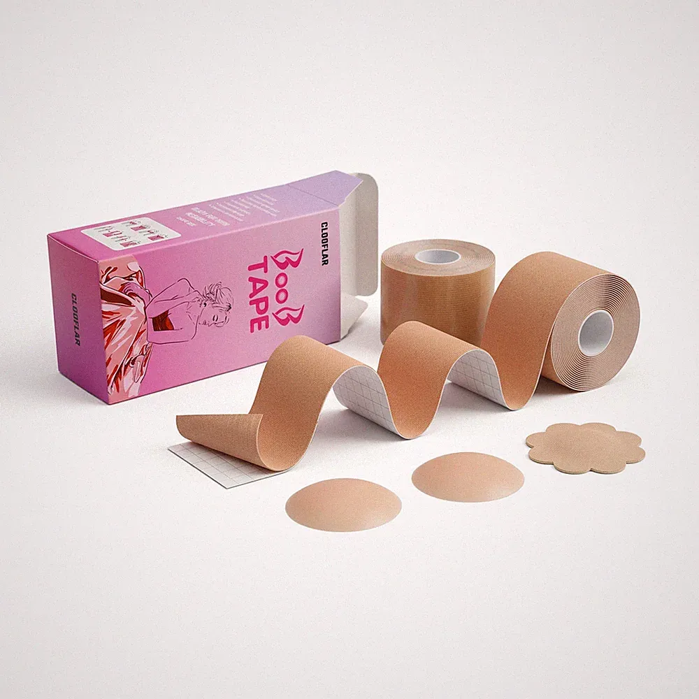 Boob Tape trägerlos große Brüste 2 Rollen, Brustwarzenabdeckungen längere Bandrollen