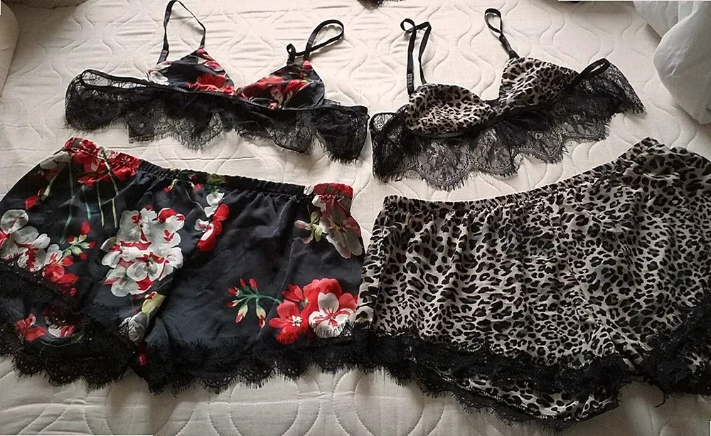 Boohoo UK 20-22/24-26 Multi Floral Satin Or Animal Print Bralette & Short Set