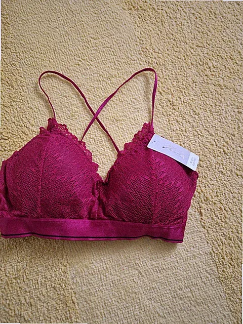 Bordeauxfarbener Spitzen-BH, Grosse S/M