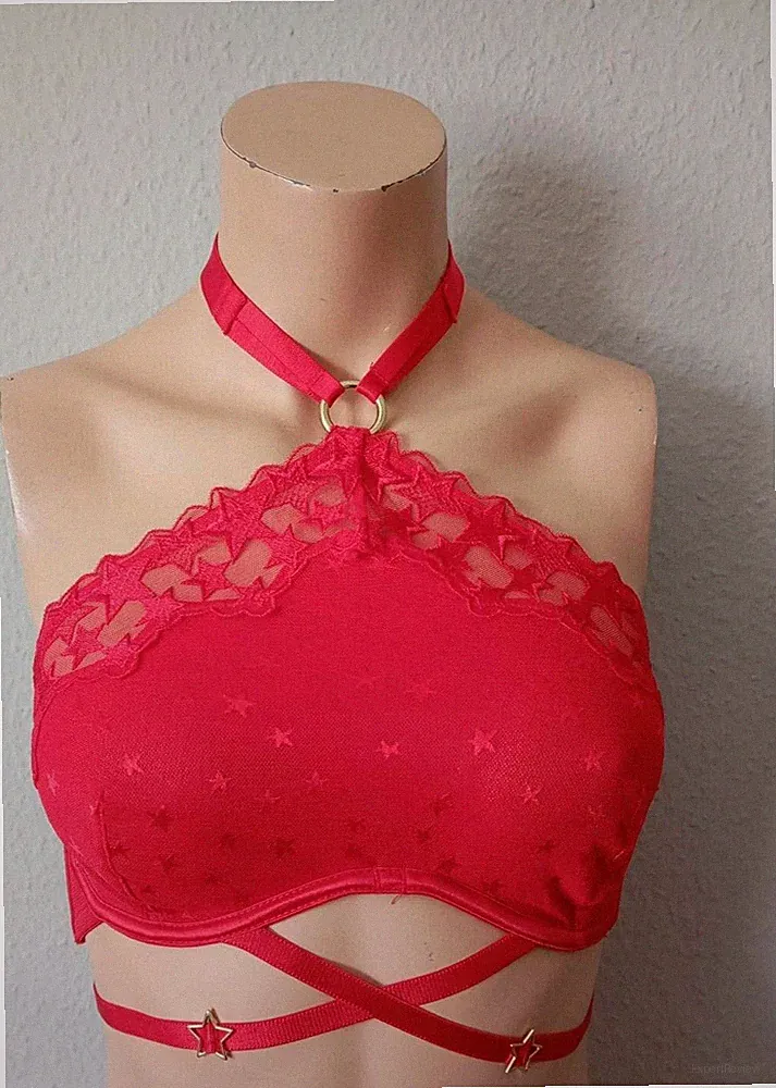 Boux Avenue High Neck Plunge Bra Bügel BH Nackenverschluß "Stellah" Rot 70-75C