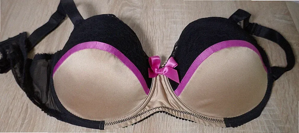 ❤️BPC BON PRIX GOLD-PINK-SCHWARZER BÜGEL-BH GRÖßE 85 E LEICHTE POLSTER-CUPS SÜß
