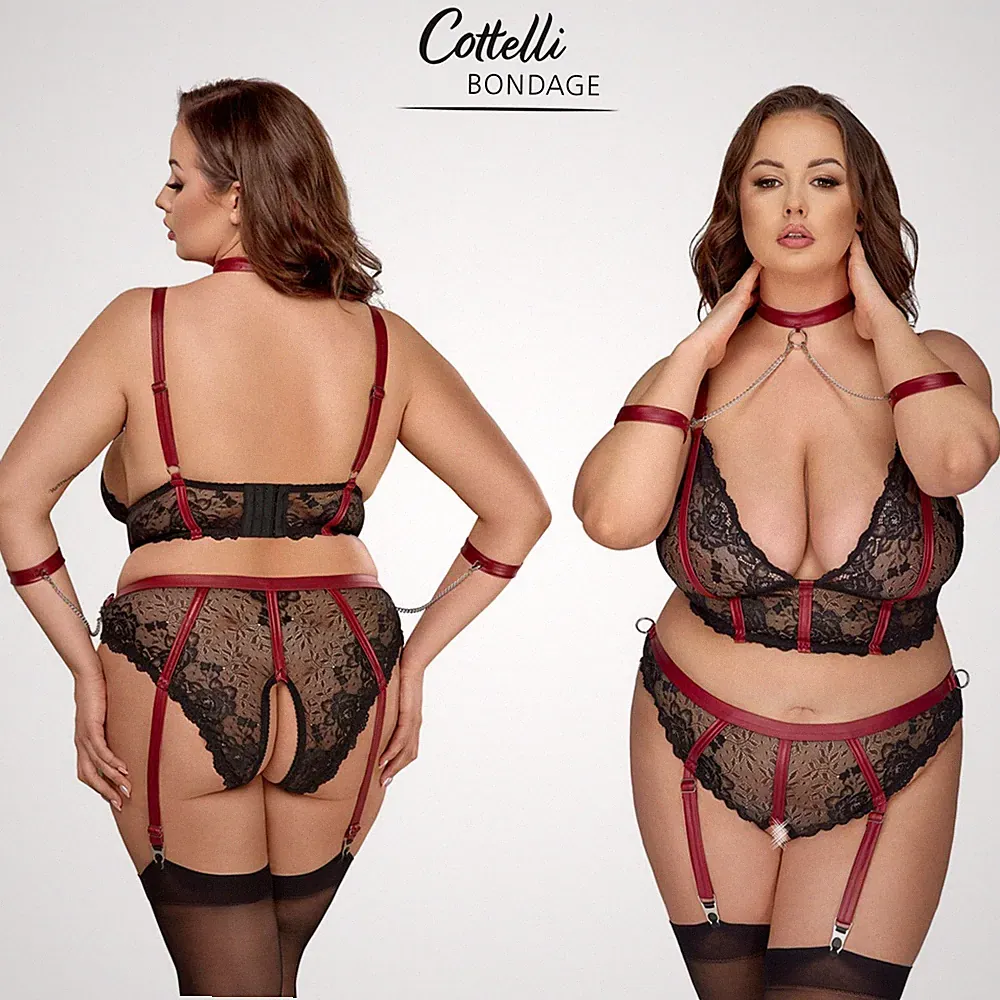 Bralette BH Set Cottelli Collection Übergrößen Handschellen und offenes Pferd