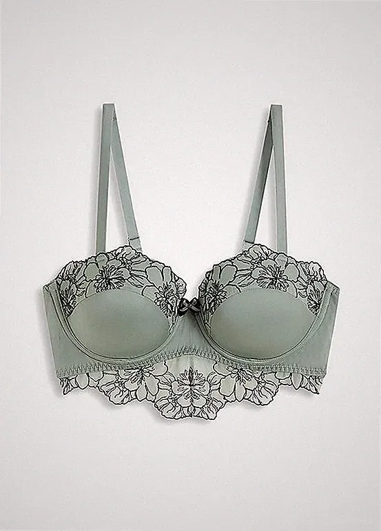 Bügel-Balconette-BH Gr. 90 Cup B Graugrün Damen Unterwäsche Unterhemd Neu