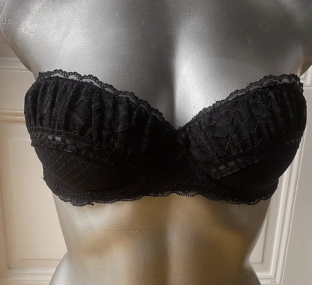 Bügel BH 👙Büstenhalter trägerlos Spitze Umfang siehe Fotos Gr. B o. C schwarz