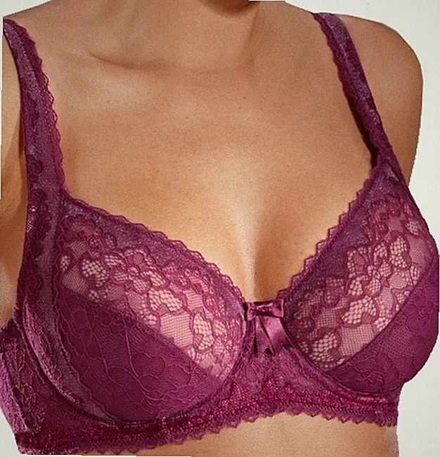 BÜGEL-BH fuchsia-beere STICKEREI+SPITZE 80 85 90 100 105 110 115 Cup B NEU