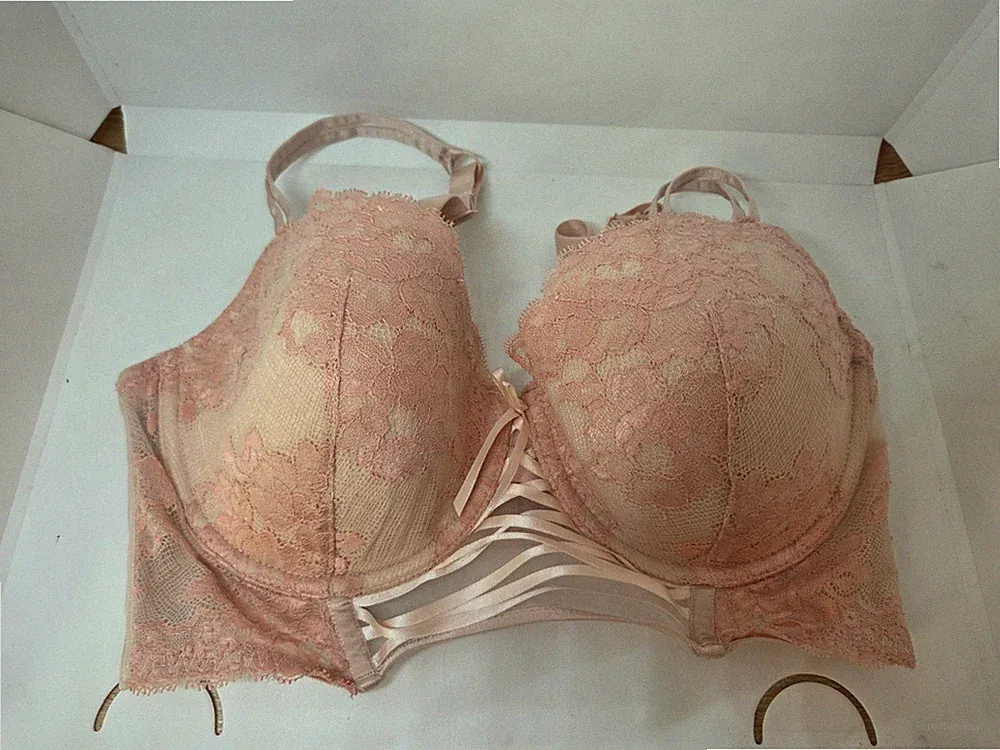 Bügel BH Hunkemöller Größe 95E rosa Spitze leicht gepolstert Longline