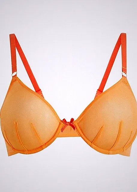 Bügel-BH mit farblich abgesetzten Trägern Gr. (75) C Orange Damen-Bra Neu*