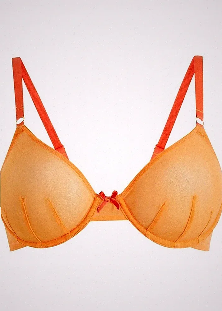 Bügel-BH mit farblich abgesetzten Trägern Gr. (80) C Orange Damen-Bra Neu*