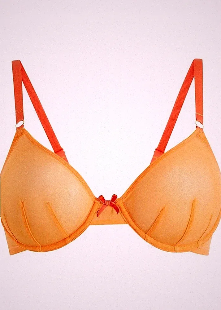 Bügel-BH mit farblich abgesetzten Trägern Gr. (95) C Orange Damen-Bra Neu*