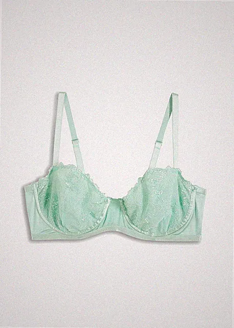 Bügel BH mit feiner Spitze Gr. 80 Cup A Grün Damen-Unterwäsche Bra Neu