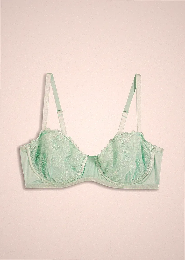 Bügel BH mit feiner Spitze Gr. 85 Cup A Grün Damen-Unterwäsche Bra Neu