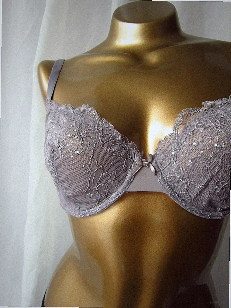 Bügel-BH mit Glitzersteinchen von HEINE Gr. 80 D Farbe Silber